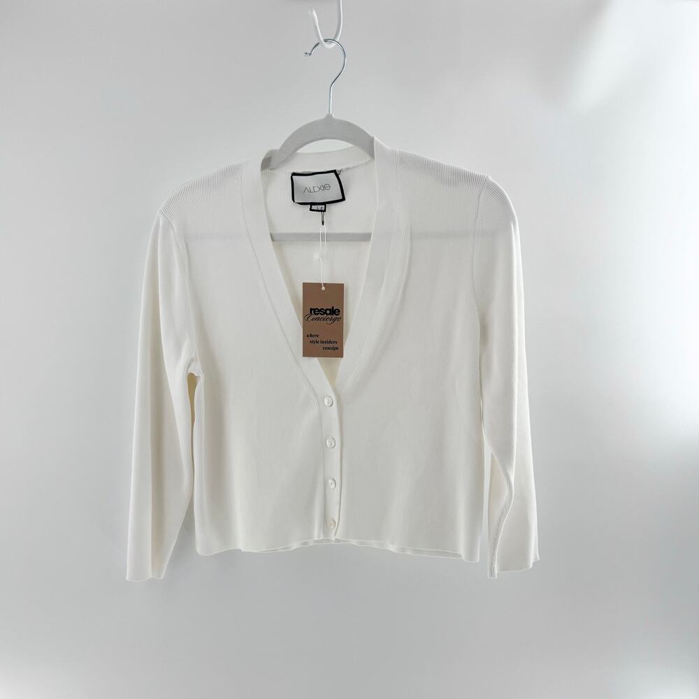 Alexis Long Sleeve V-Neck Cropped Cardigan Sweater Cream Women's Size Large